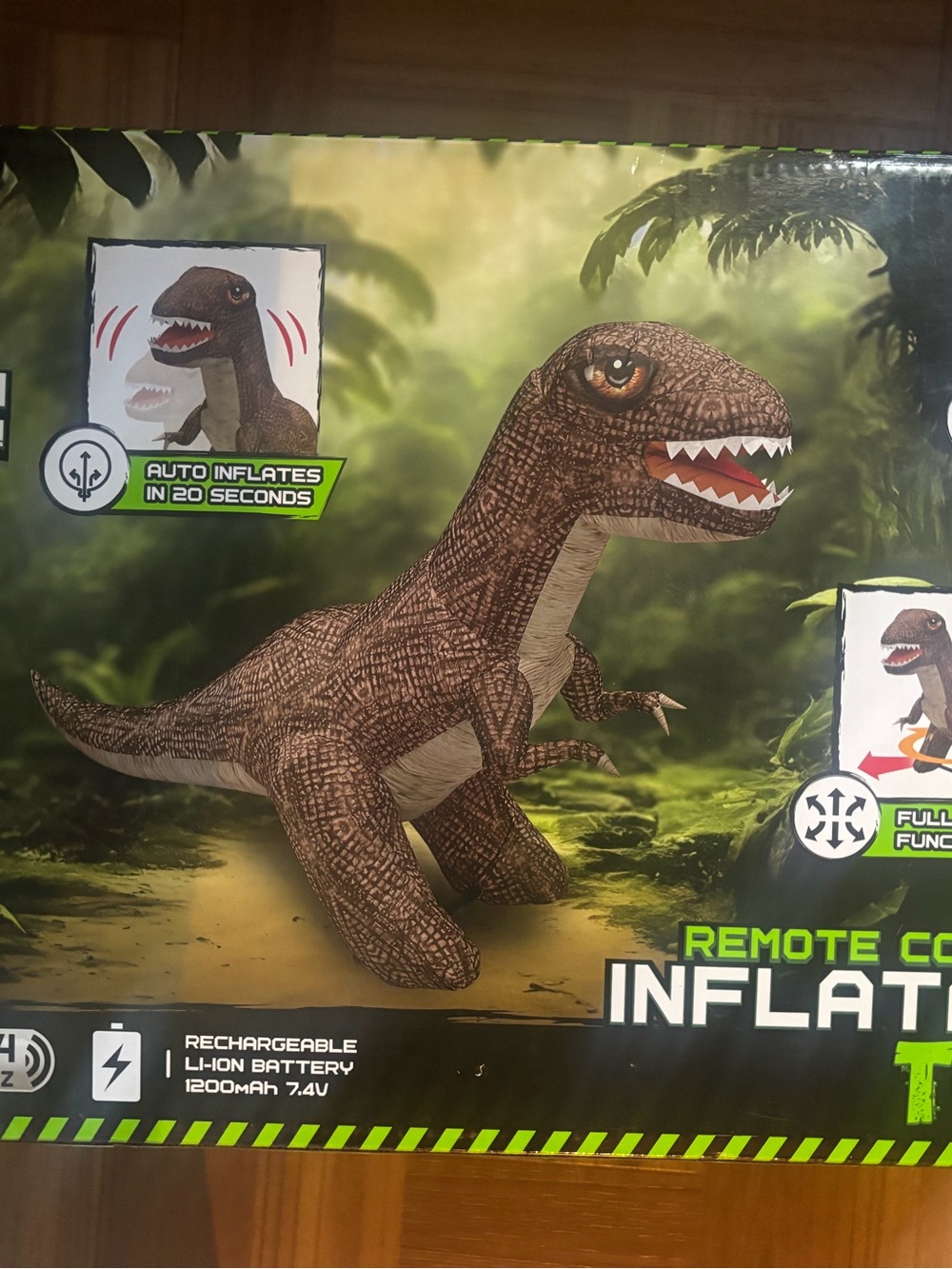 Inflatable Brown Remote-Controlled Dinosaur Toy - Kids Habitat Accessory